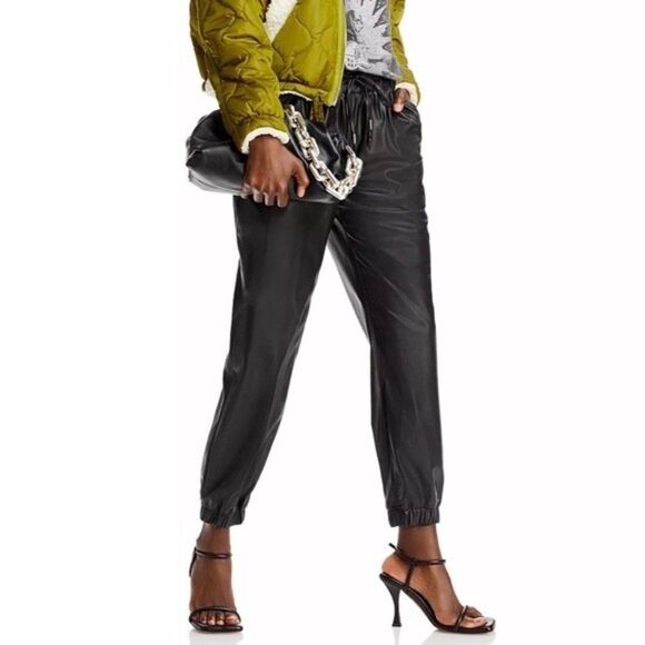 2 for $30 BADGLEY MISCHKA STUDIO Leather Jogger Pants - Picture 1 of 10